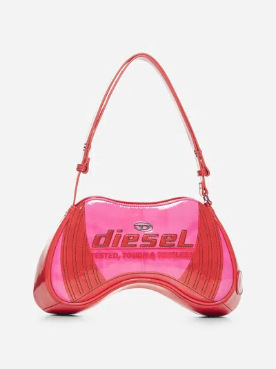 Diesel Play Pink Shoulder Bag With Logo Detail On The Front In Eco-leather Woman