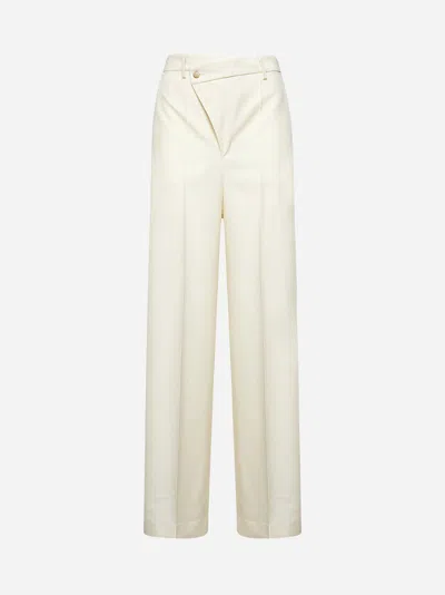 Mm6 Maison Margiela Ivory Light Wool Blend Tailored Trousers