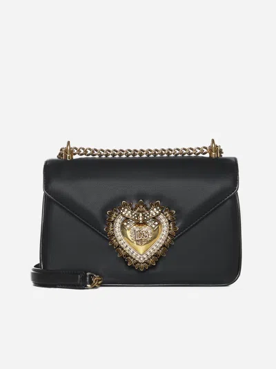Dolce & Gabbana Devotion Nappa Leather Shoulder Bag In Black