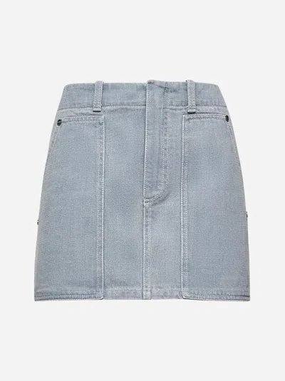 Fendi Denim Mini Skirt In Gray