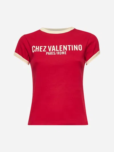 Valentino Crew Neck Cotton Jersey T-shirt With Contrasting Trims
