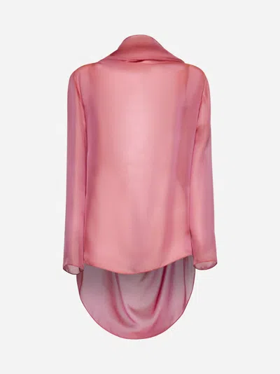 Giorgio Armani Pink Gradient Silk Asymmetric Blouse