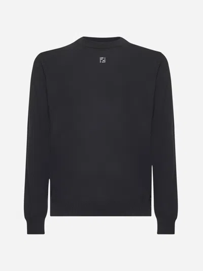 Fendi Blue Virgin Wool Sweater