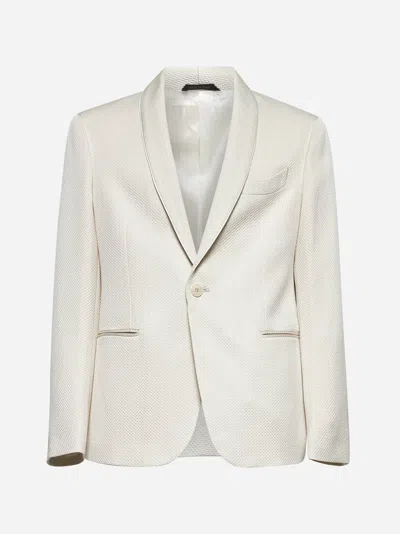 Giorgio Armani Men Ivory Silk Blend Single-breasted Blazer