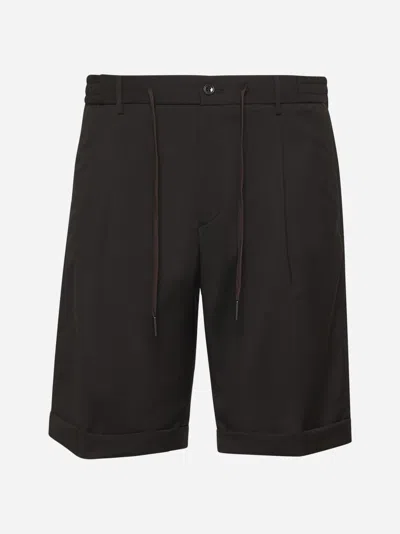 TAGLIATORE BROWN VIRGIN WOOL ICOMAN BERMUDA SHORTS 