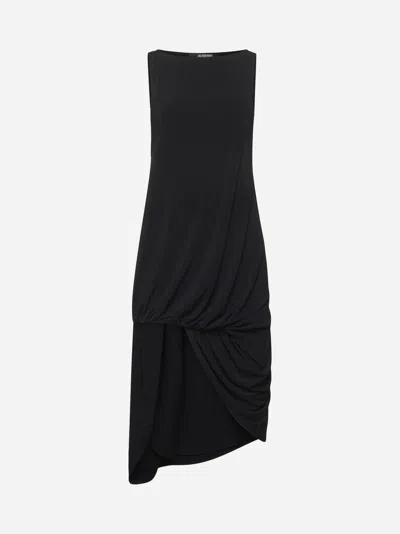 Jacquemus Draped Sleeveless Peplum Dress With Asymmetrical Hem
