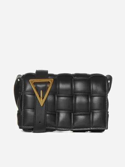 Bottega Veneta Woman Padded Cassette Woman Black Shoulder Bags In Black,gold