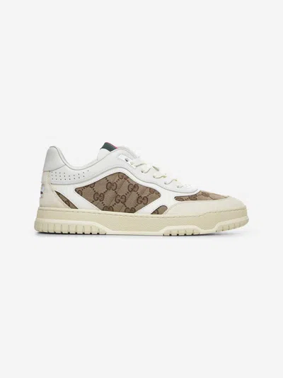 Gucci Re-web Leather And Original Gg Fabric Sneakers