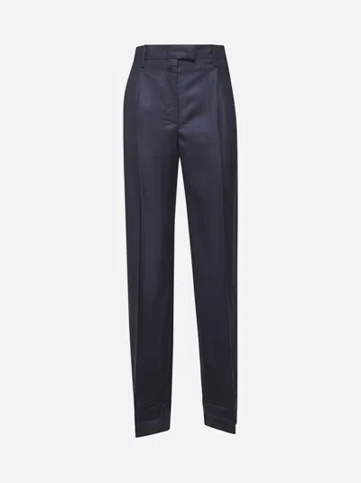 Prada Blue Pinstriped Wool Tailored Trousers
