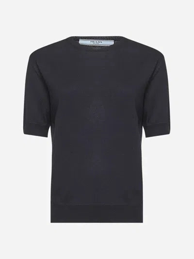 Prada Blue Cashmere Crew-neck Sweater Women