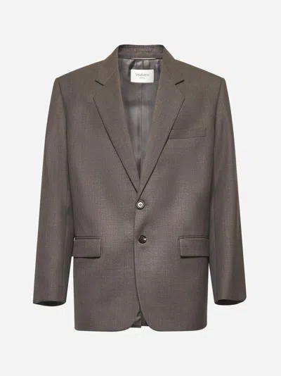 Saint Laurent Brown Single-breasted Jacket In Wool Men