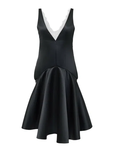 Jw Anderson Draped Dress With V-neckline In Black