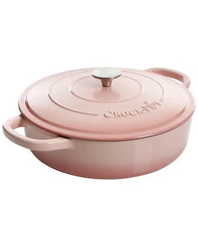 Crock-pot 5 Quart Round Enameled Cast Iron Braiser Pan With Self Basting Lid In Pink