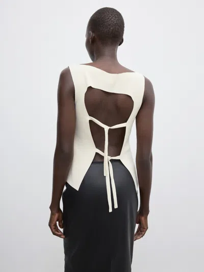 House Of Dagmar Open Back Top In White Peach