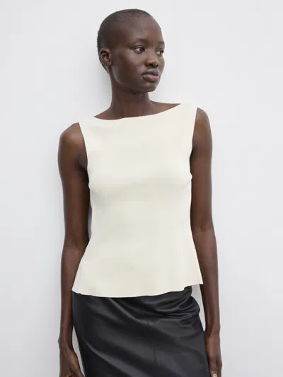 House Of Dagmar Open Back Top In White Peach