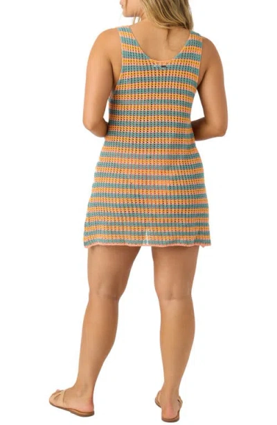 O'neill Ryan Stripe Open Stitch Cover-up Minidress In Orange Multi Stripe