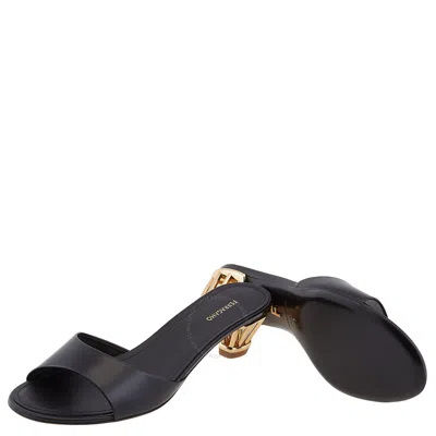 Ferragamo Arya 40mm Leather Mules In Black