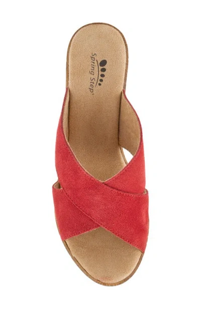 Spring Step Blanchar Platform Sandal In Red Suede