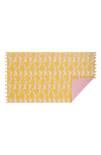 Matouk Leaping Leopard Beach Towel In Lemonade