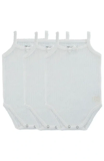 Noggiwear Pointelle Girls Bodysuit, Three Pack In White