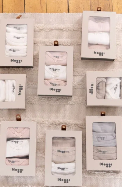 Noggiwear Pointelle Girls Bodysuit, Three Pack In White