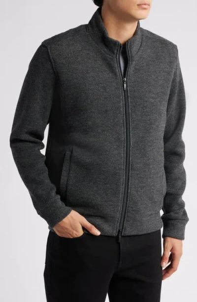 Robert Barakett Jacob Zip-up Wool Blend Jacket In Charcoal