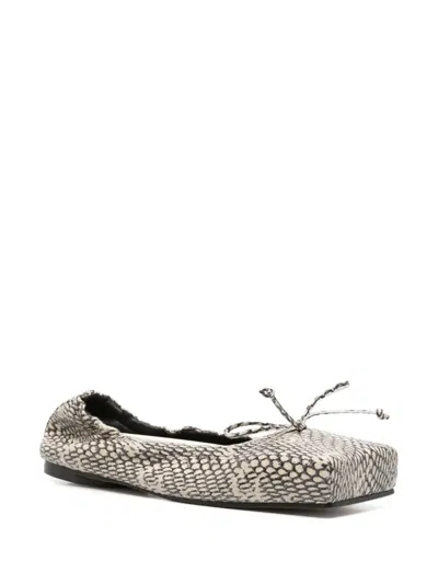 Jacquemus Woman Ballet Flats Light Grey Size 6 Leather In Gray