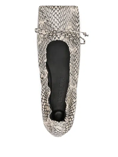 Jacquemus Woman Ballet Flats Light Grey Size 6 Leather In Gray