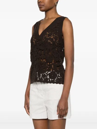P.a.r.o.s.h Open-knit Top In Brown
