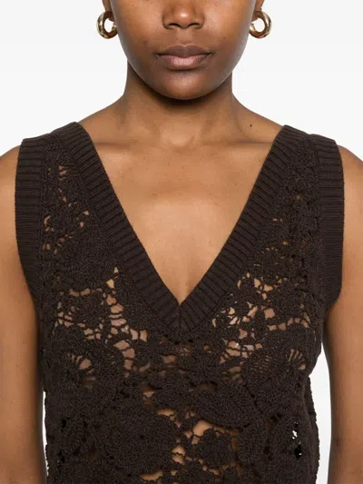 P.a.r.o.s.h Open-knit Top In Brown