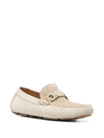 Ferragamo Beige Loafers With Ganicini Plaque On The Front