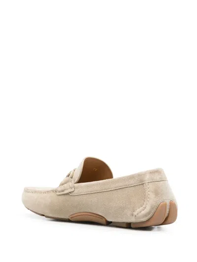 Ferragamo Beige Loafers With Ganicini Plaque On The Front