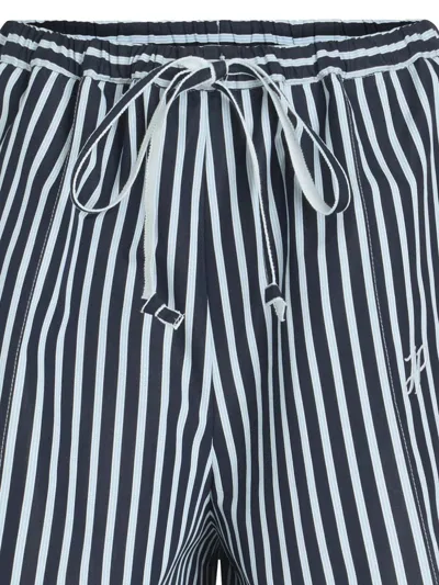 Patou Striped Logo Embroidered Drawstring Bermuda In Blue