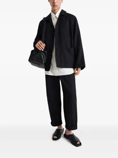 Lemaire 'collared Front Pockets Workwear Jacket' In Black