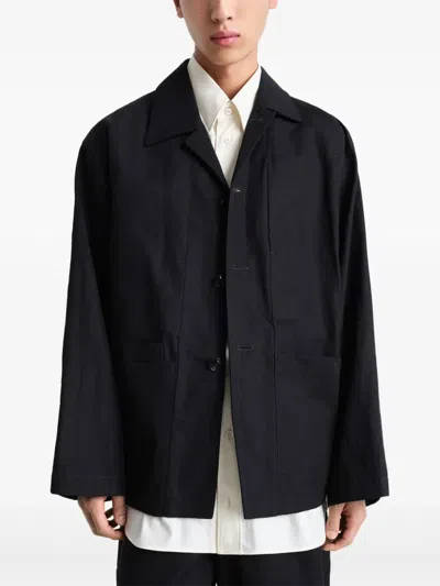 Lemaire 'collared Front Pockets Workwear Jacket' In Black