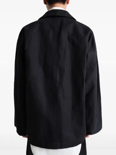 Lemaire 'collared Front Pockets Workwear Jacket' In Black