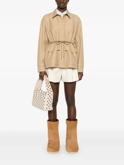 Moncler Cotton Blend Shorts In Neutrals