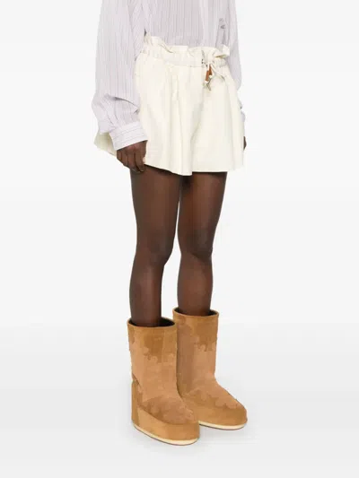 Moncler Cotton Blend Shorts In Neutrals