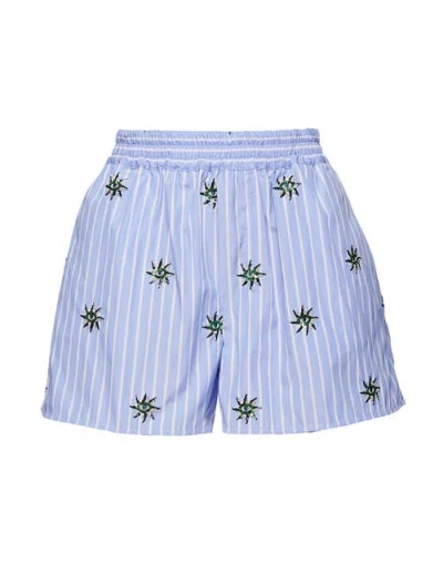 La Doublej Pull-up Shorts Third Eye Embroidered Light Blue In Third Eye Light Blue