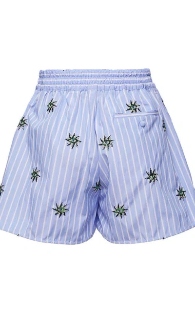 La Doublej Pull-up Shorts Third Eye Embroidered Light Blue In Third Eye Light Blue
