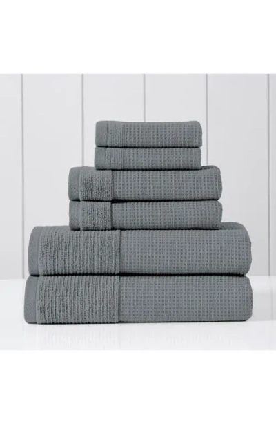 Modern Threads Waffle Rib 6-piece Towel Set In Carbon
