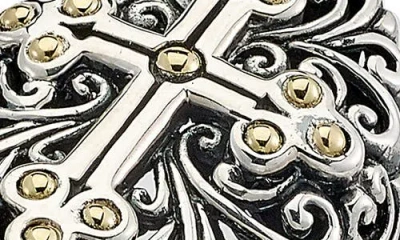 Samuel B. Two-tone Balinese Cross Ring In Gray