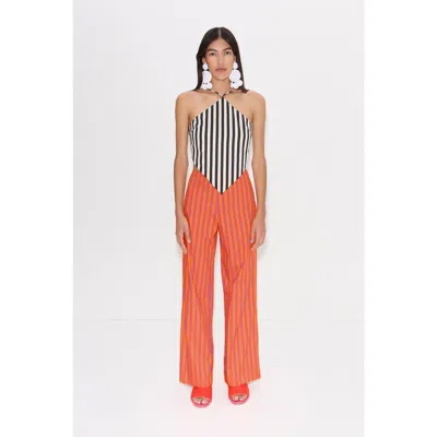 Simonmiller Pia Poplin Pant In Hibiscus/tangerine Stripe