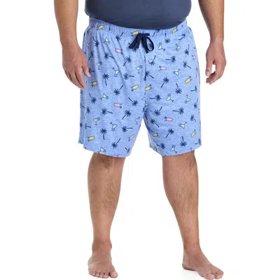 Harbor Bay By Dxl Big & Tall Tropical Drinks Printed Lounge Shorts In Blue Multi