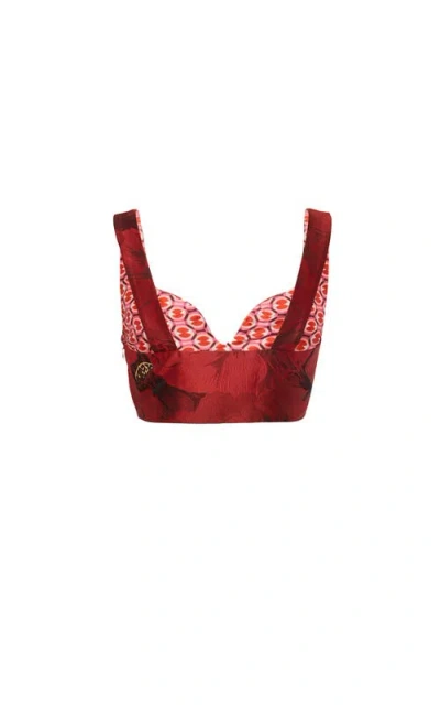 La Doublej Baia Crop Top Jacquard Ruby Red In Jacquard Ruby Red