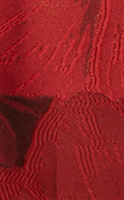 La Doublej Baia Crop Top Jacquard Ruby Red In Jacquard Ruby Red