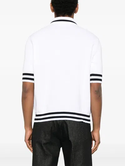 Balmain Logo Signature Embroidered Polo T-shirt In White
