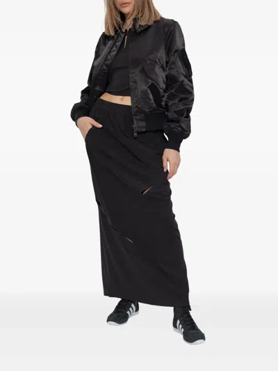 Y-3 Asymmetric-panel Maxi Skirt In Black