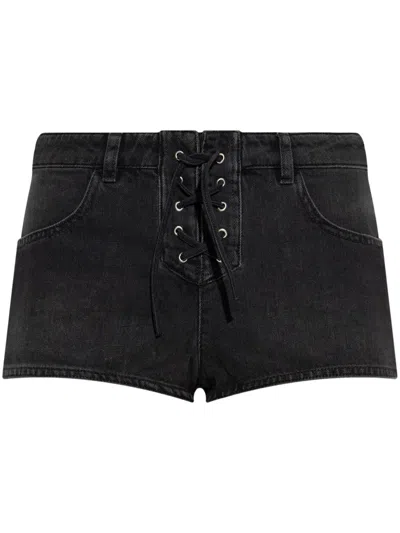 Isabel Marant Raw Hem Belt Loop Shorts In Black
