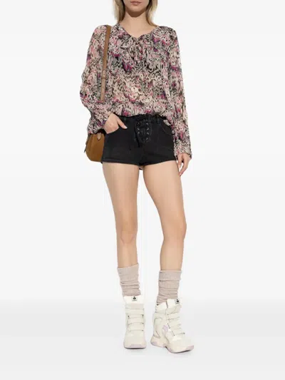 Isabel Marant Raw Hem Belt Loop Shorts In Black